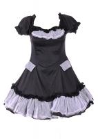 Black dress with balloon sleeves with white lace, gothic lolita