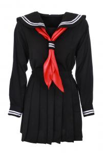 Tenue colire japonaise noire avec cravate rouge cosplay
