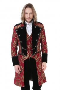 Veste royal en rouge et brocarts dor, boutons et chaines, lgant aristocrate