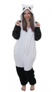 Combinaison noire et blanche panda joyeux, pyjama kigurumi kawaii cosplay japonais