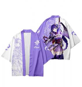Purple and White Haori Kimono Baal Raiden Shogun Electro