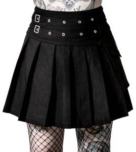 Mini jupe noire plisse avec poche latrale KILLSTAR colire goth