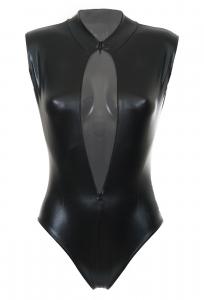 Body maillot de bain noir faux cuir  fermeture, sexy fetish goth cosplay