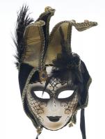 White, black and gold Venetian mask, masked ball, wall decoration