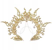 Kit DIY to assemble, filigree golden angelic halo headband with chains and cachobons